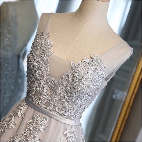 Grey Wedding Prom Formal Dress size S M L - Picture 6 of 6